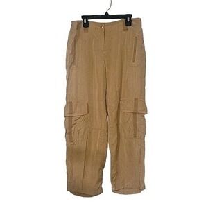 J JILL Cargo Capri Pants Pockets Versatile Khaki Cropped‎ Trousers 6 comfort